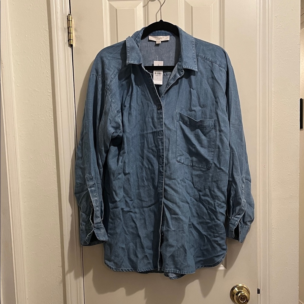 LOFT Blue Denim Blouse NWT